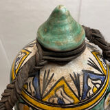 Berrada covered 62 cm amphora in faience of fez morocco