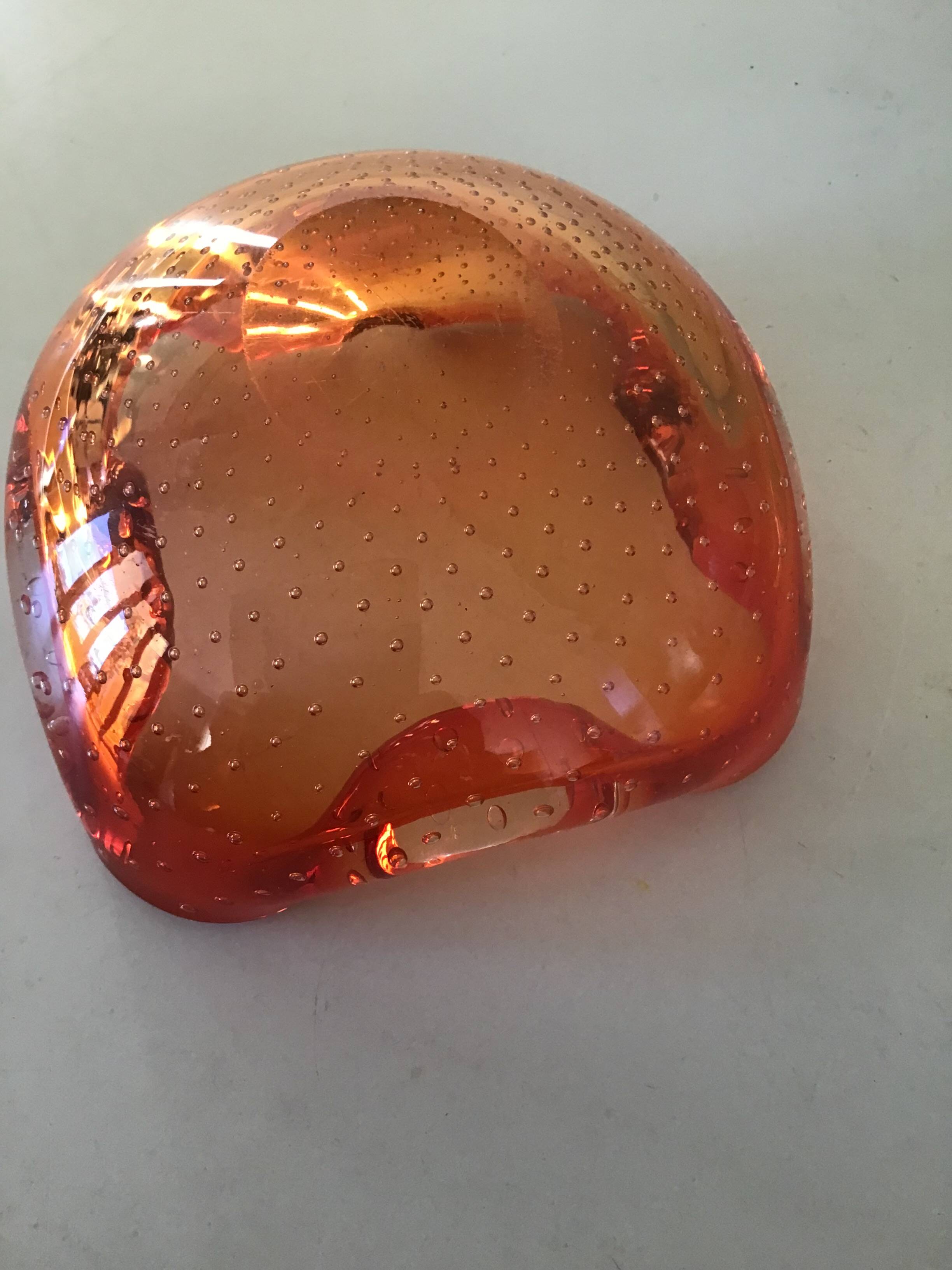 Cendrier en verre de Murano orange