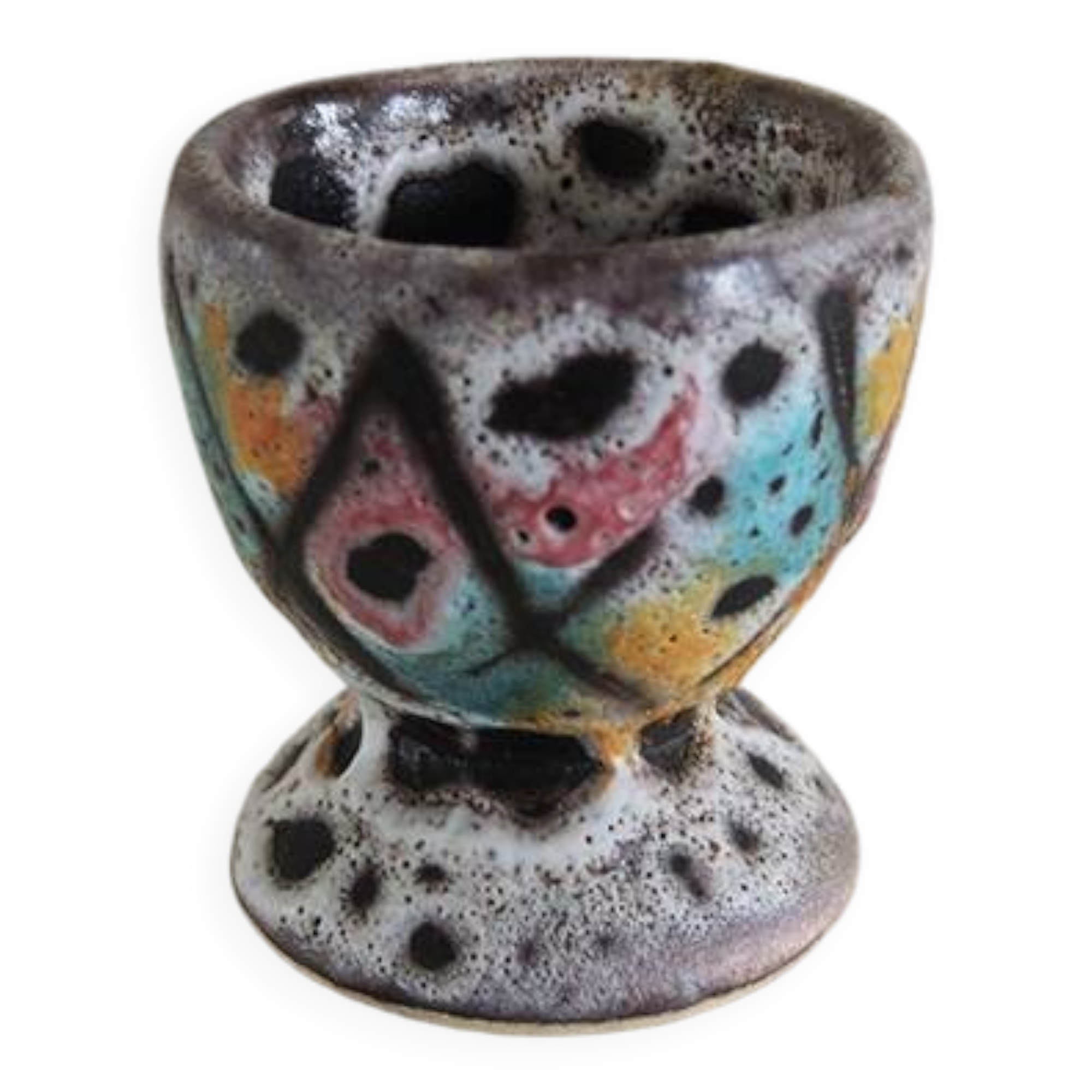 Antique Vallauris Style Ceramic Egg Cup