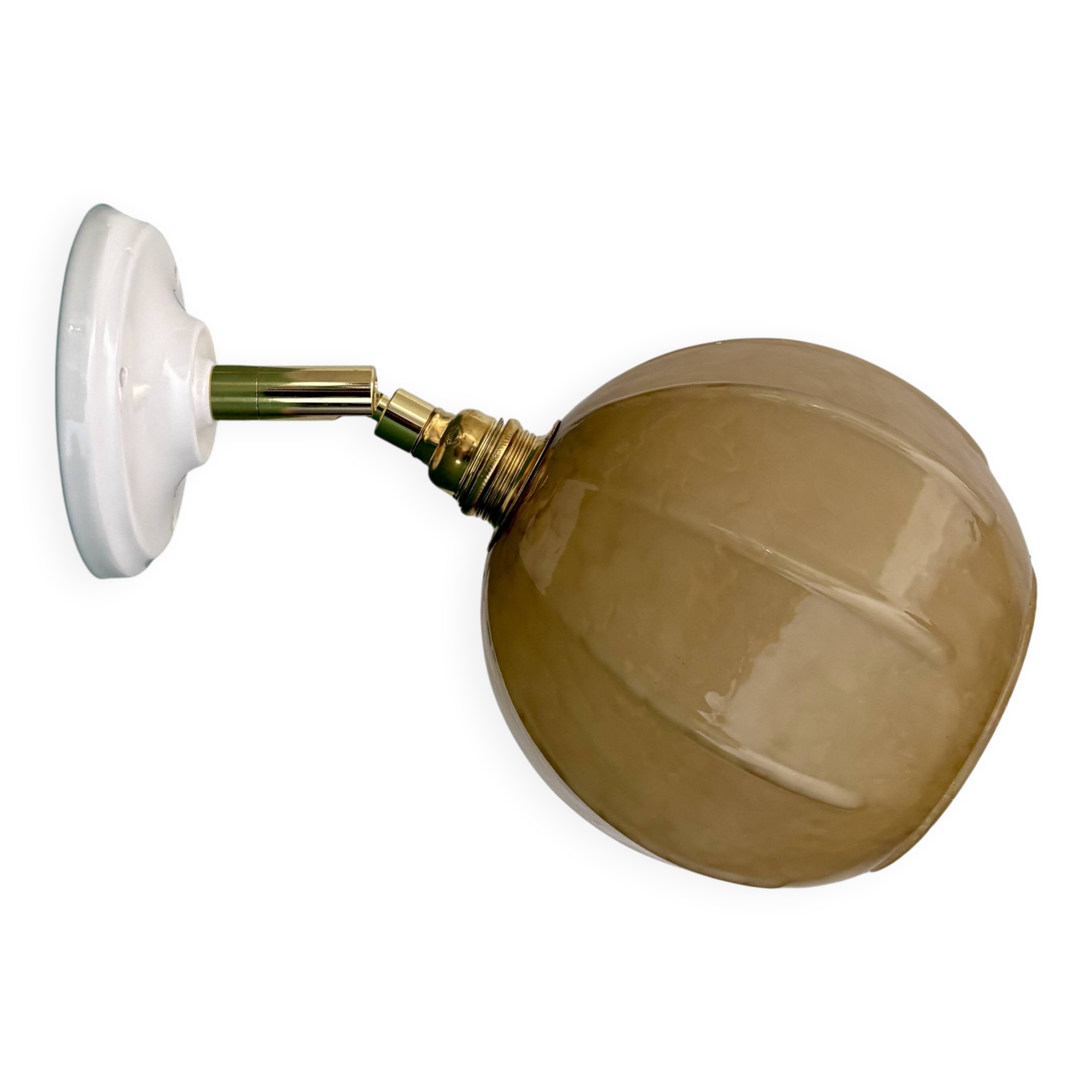 Vintage yellow glass globe wall light
