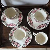 Tasses à café Art Déco décors de roses