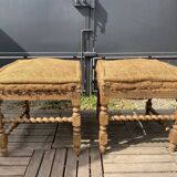 Series of five Louis XIII walnut stools