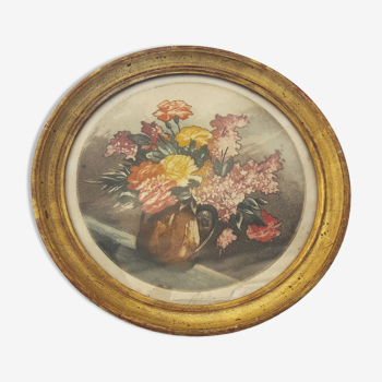 Gravure dans cadre rond
