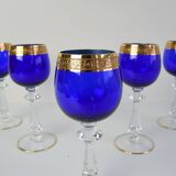 Mid Century Set of Five Stemmed Wine Glasses, 1950's.