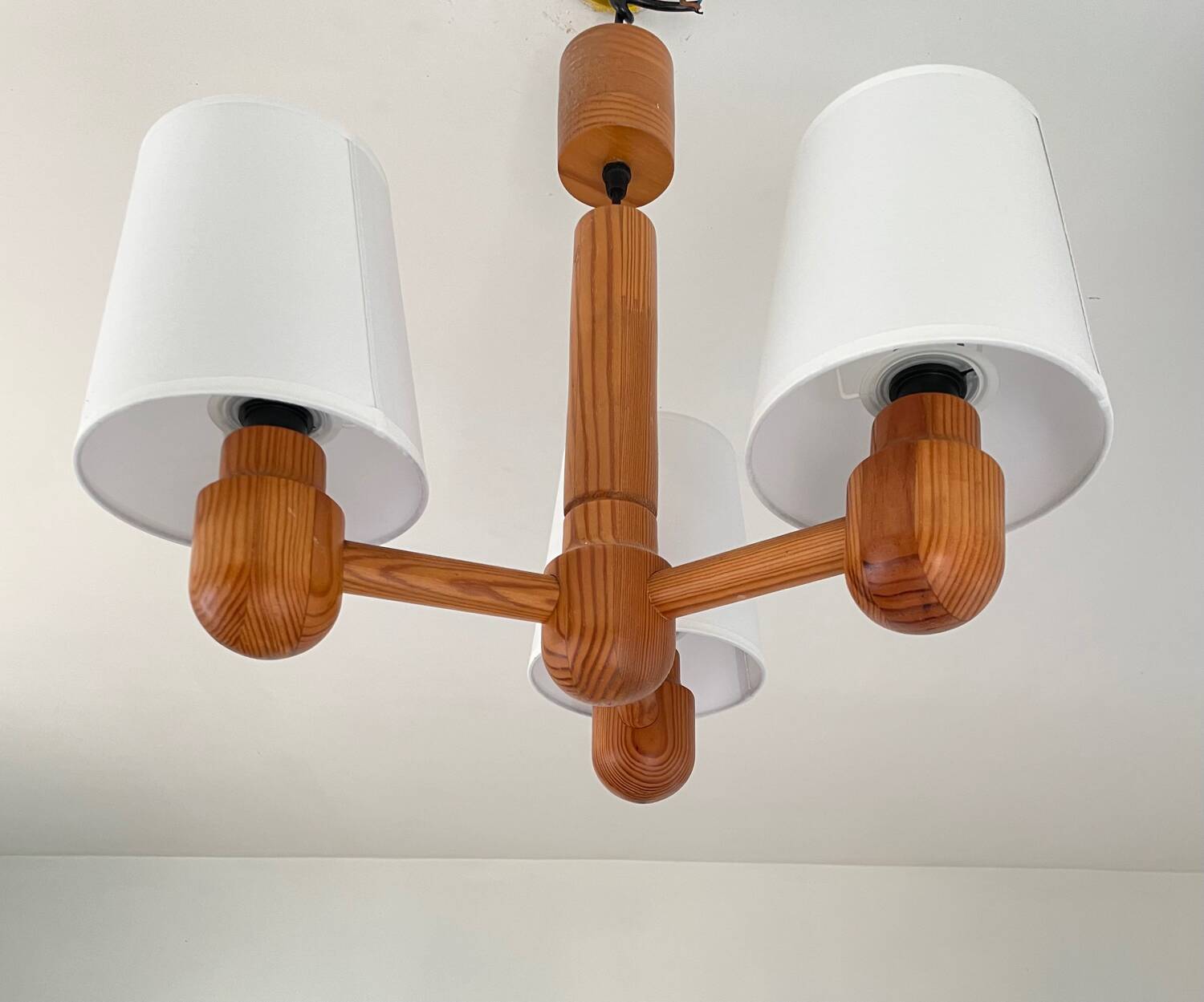 70’s Scandinavian pine wood chandelier