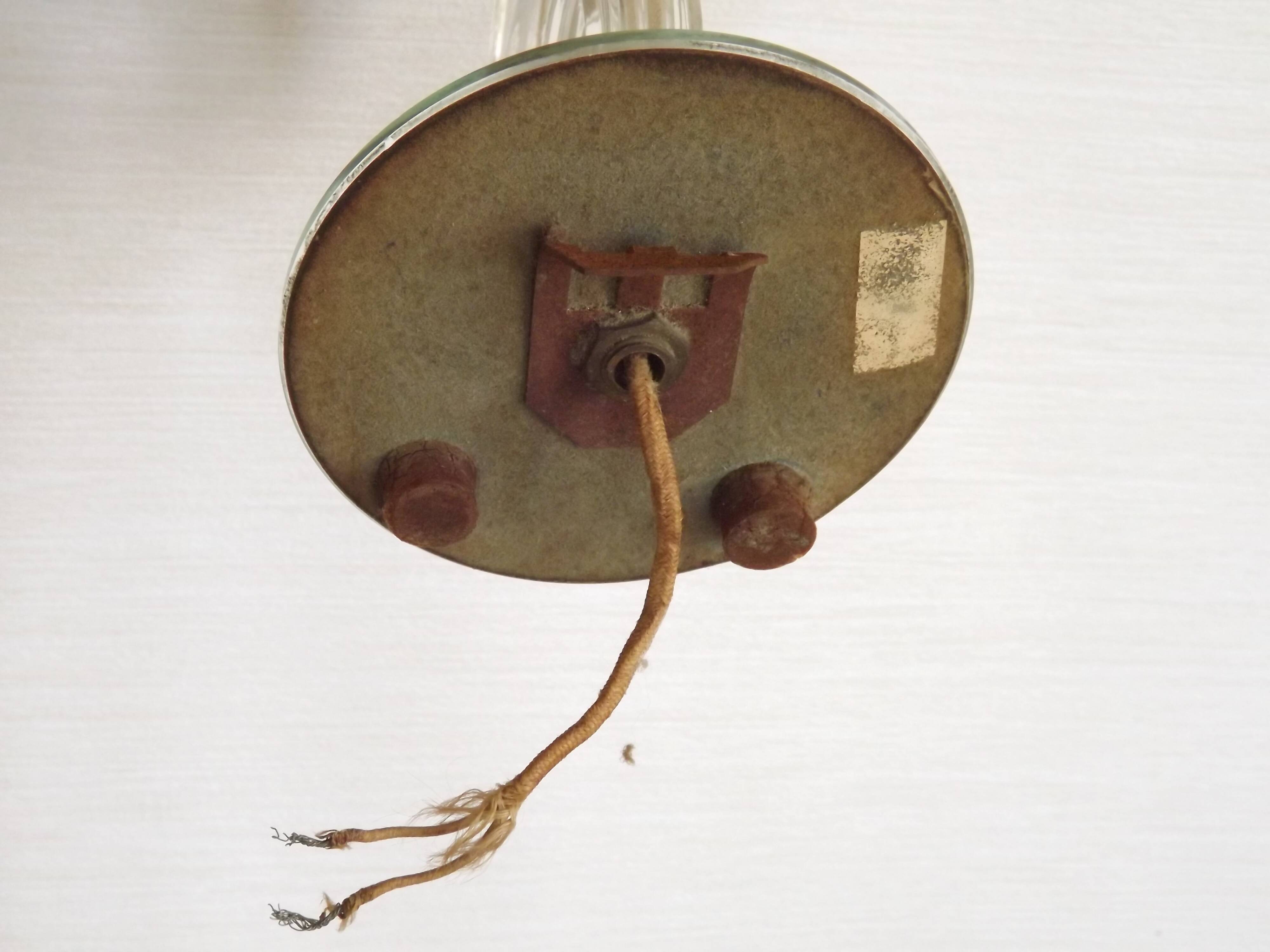 French Vintage Small Mirrored Backplate Wall Sconce Glass Arm & Bobeche