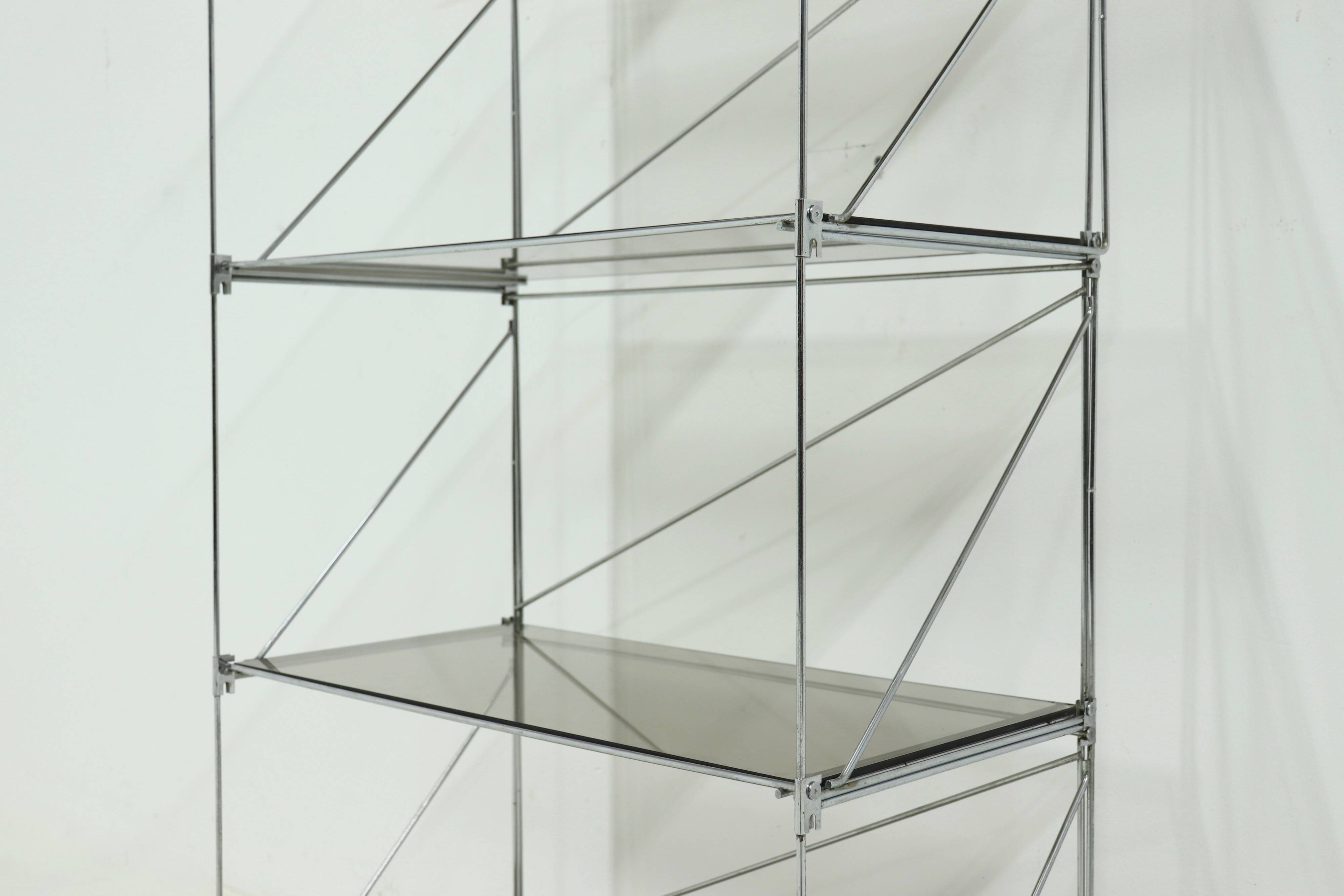 Large Minimalist Bookcase Model Isocele by Max Sauze 1970s