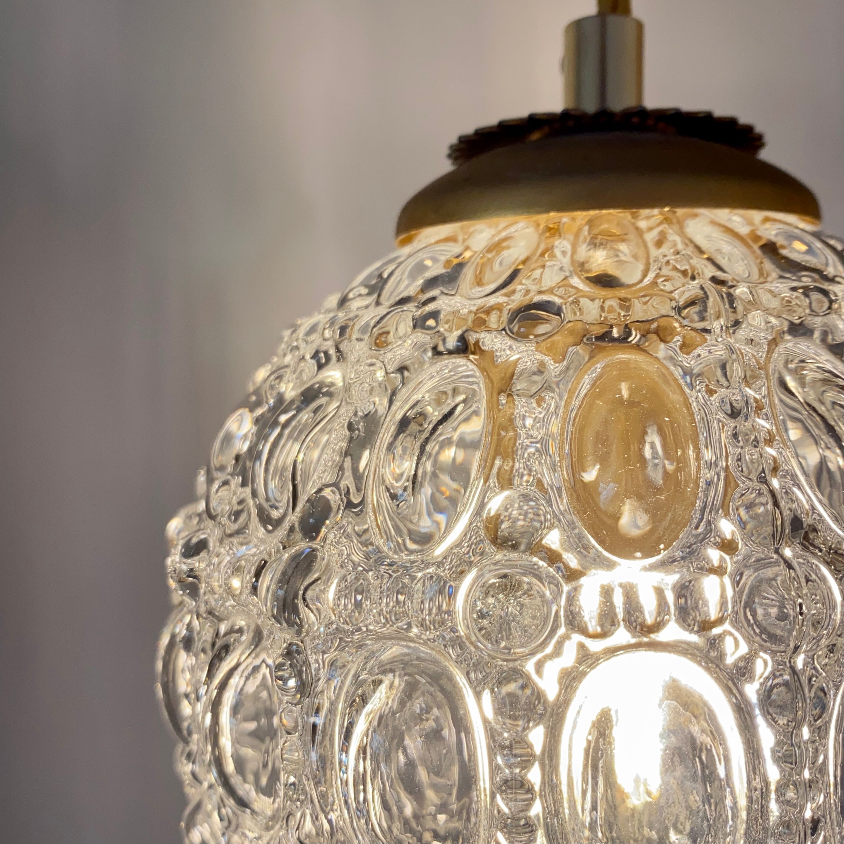 Vintage globe pendant lamp in molded glass