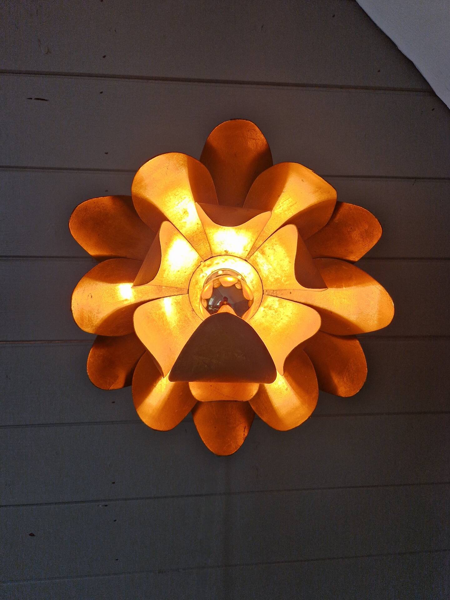 Gold metal floral wall light, 1960-70.