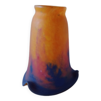 French Glass Cross Lorraine - Orange marbled glass tulip