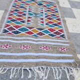 Tapis gris multicolore fait main - 118x68cm