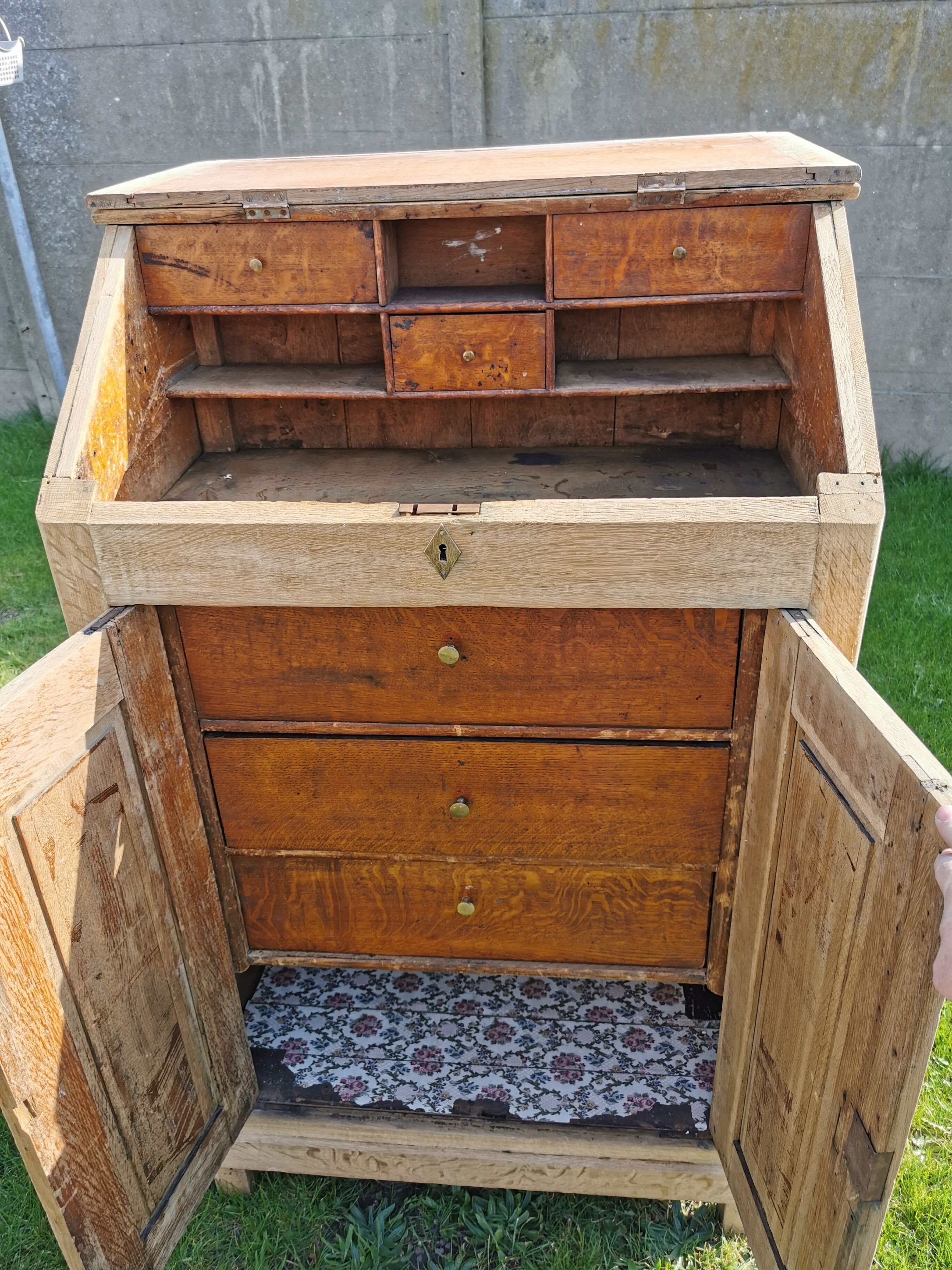 Writing furniture, craft furniture, solid oak, 19th century era