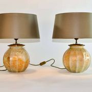 Stunning Pair of French Handmade Glass Laque Line Table Lamps, 1970s