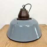 Industrial Grey Enamel and Cast Iron Pendant Light, 1960s