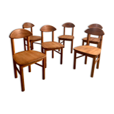 Set of 6 solid pine chairs Scandinavian design Reiner Daumiller vintage 70s