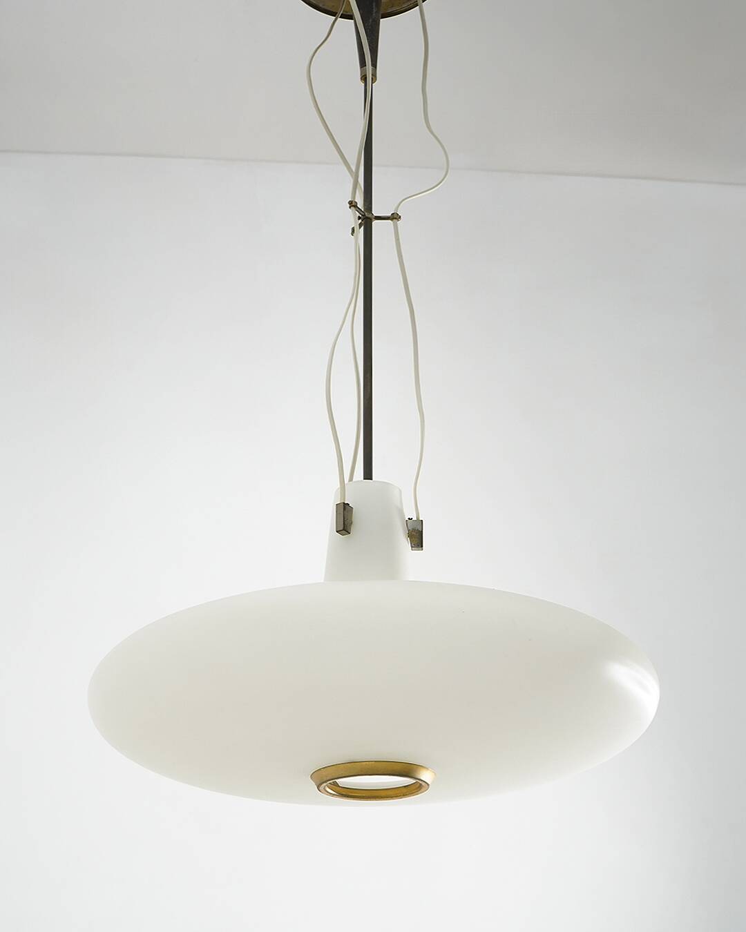 Glass and brass chandelier by Bruno Chiarini, 1950s