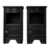 Paire de tables de chevet — Style Art Déco — Chêne massif teinté noir