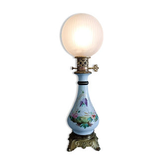 Old electrified porcelain oil lamp
