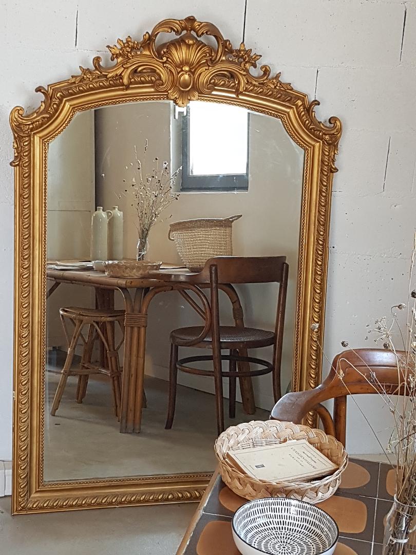 Former mirror gilded with pediment - 153 x 101 - Style Napoleon III