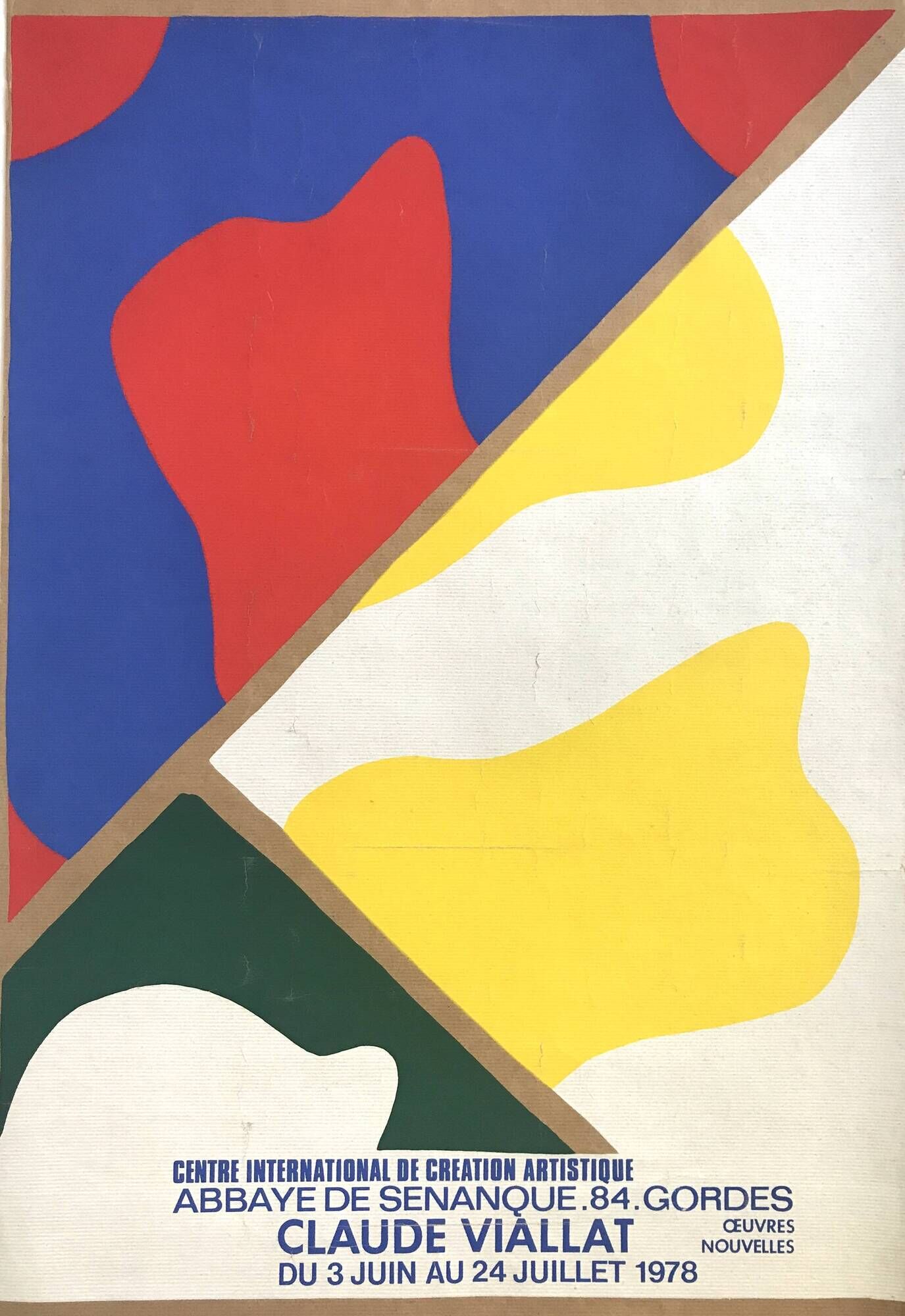 Claude Viallat, Sénanque Abbey, Gordes, 1978. original poster in screen printing on kraft