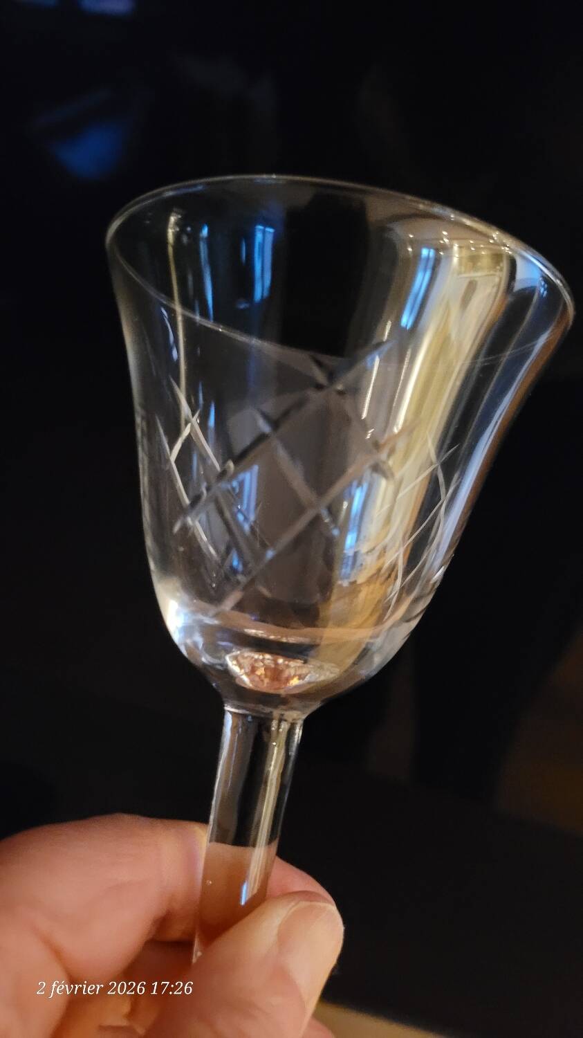 6 antique crystal stem glasses