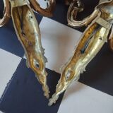 Pair of gilt bronze caryatid sconces