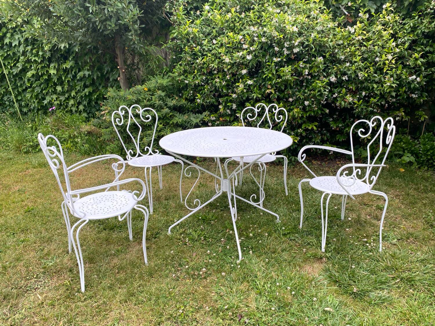 Old wrought iron garden furniture from the 1950s