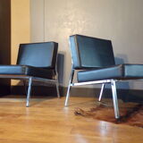 Pair of vintage black leatherette chauffeurs