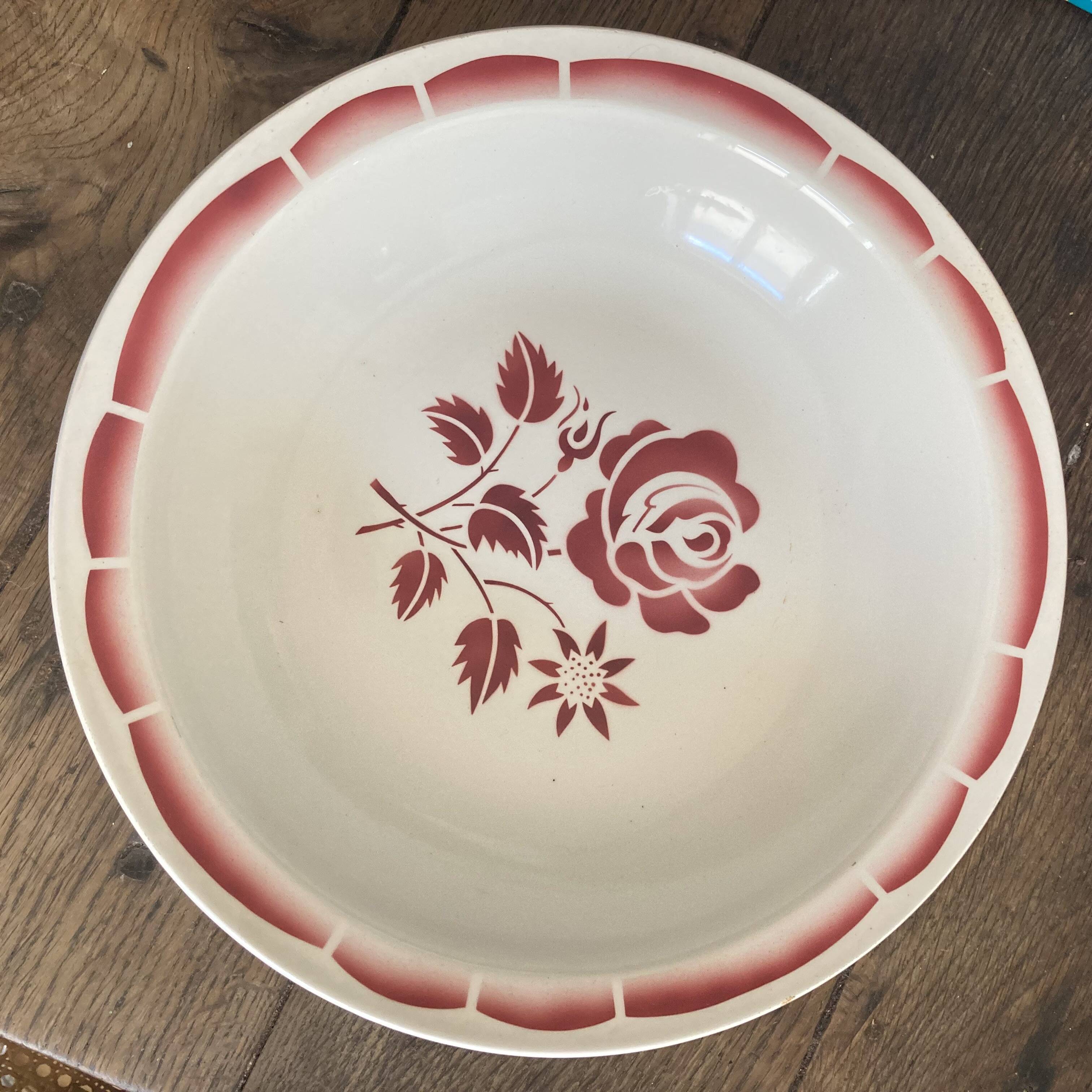 Antique flowered hollow dish