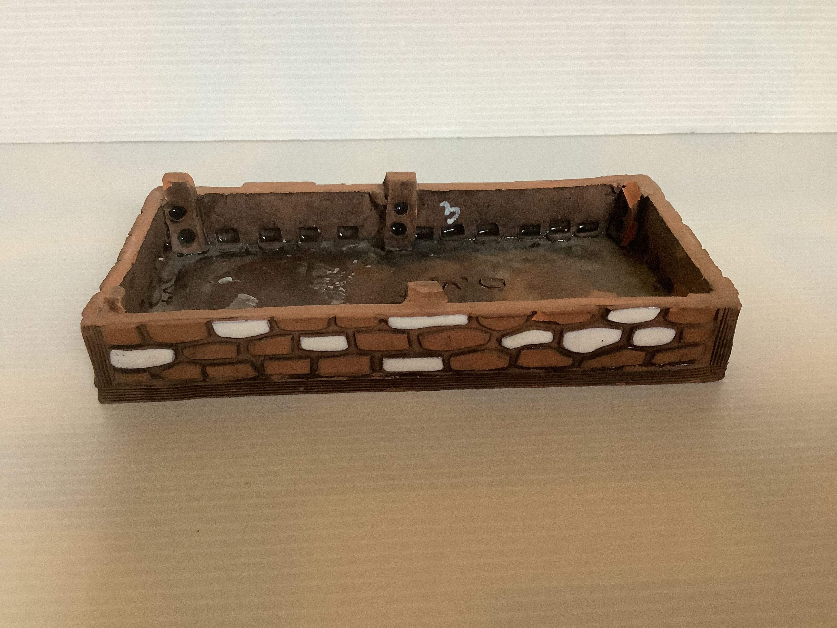 Homemade glazed terracotta candle box