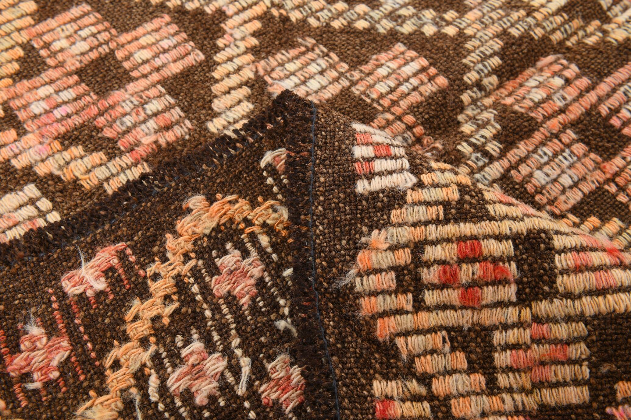 5x9 Yellow Brown Turkish Kilim Rug, 151x282Cm