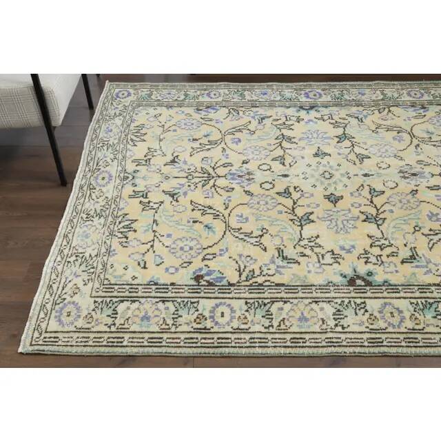 Vintage Turkish Oushak Handmade Wool Cotton Orange Area Rug 185x279