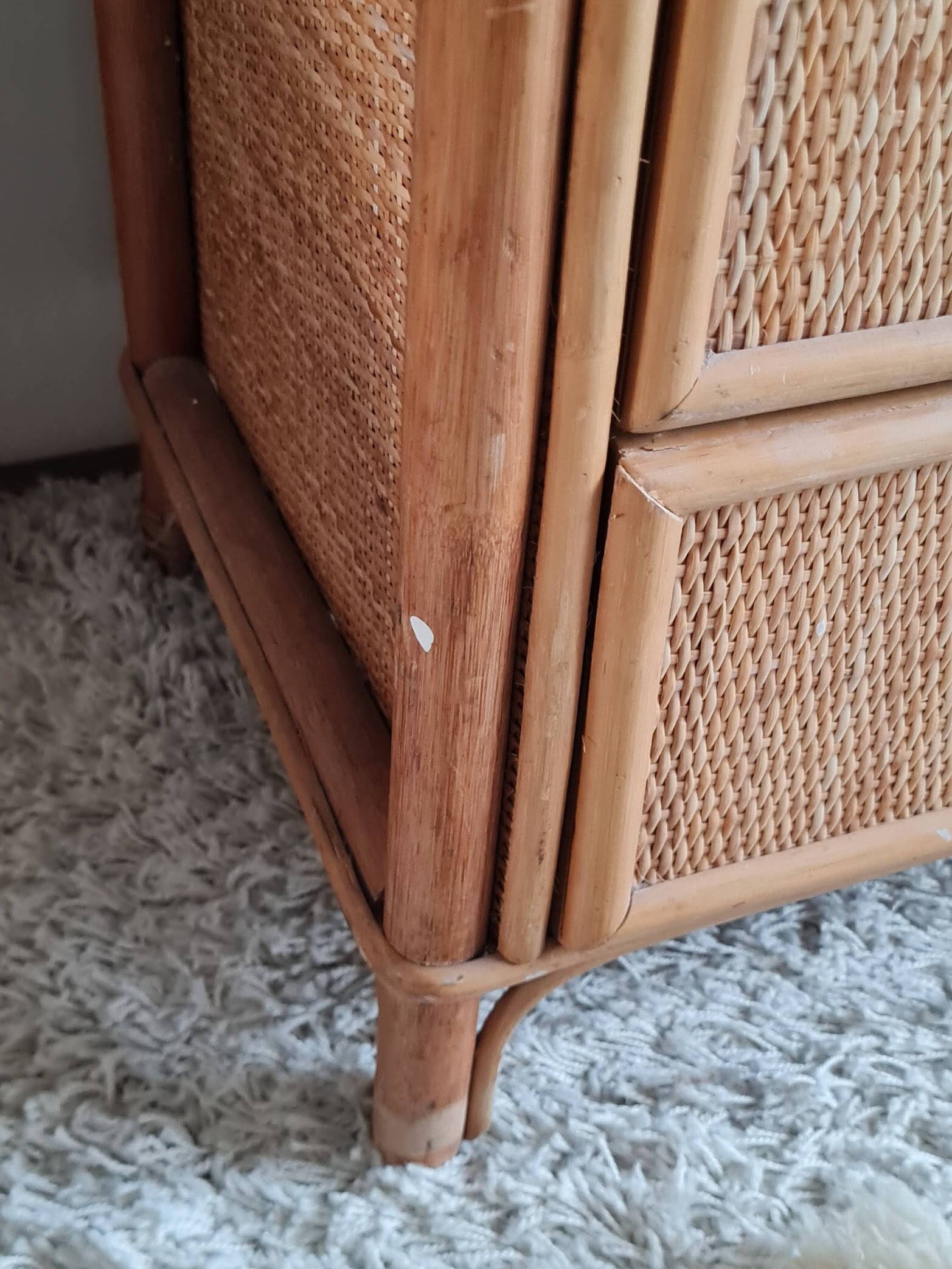 Vintage rattan chest of drawers circa 1970s