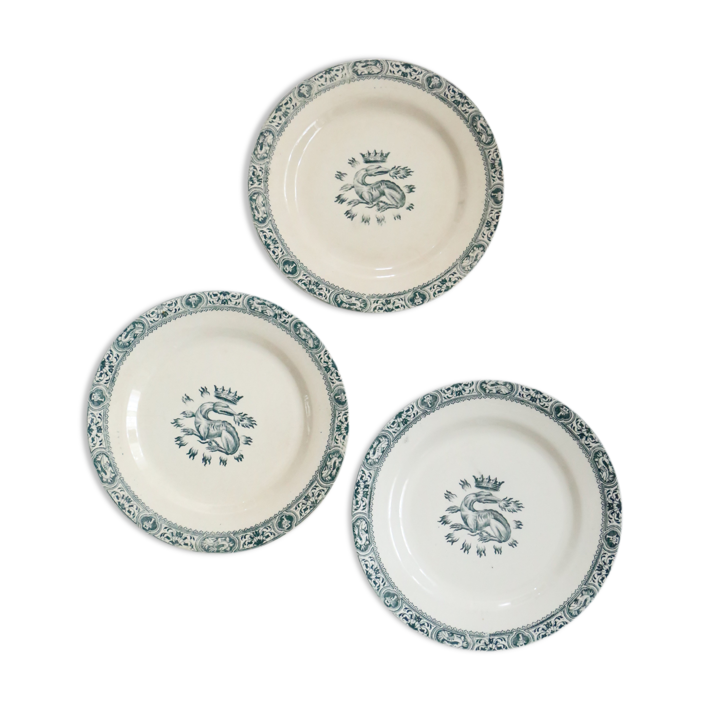 Flat plates 3, Terre de fer, Francis I motif, Salins, France