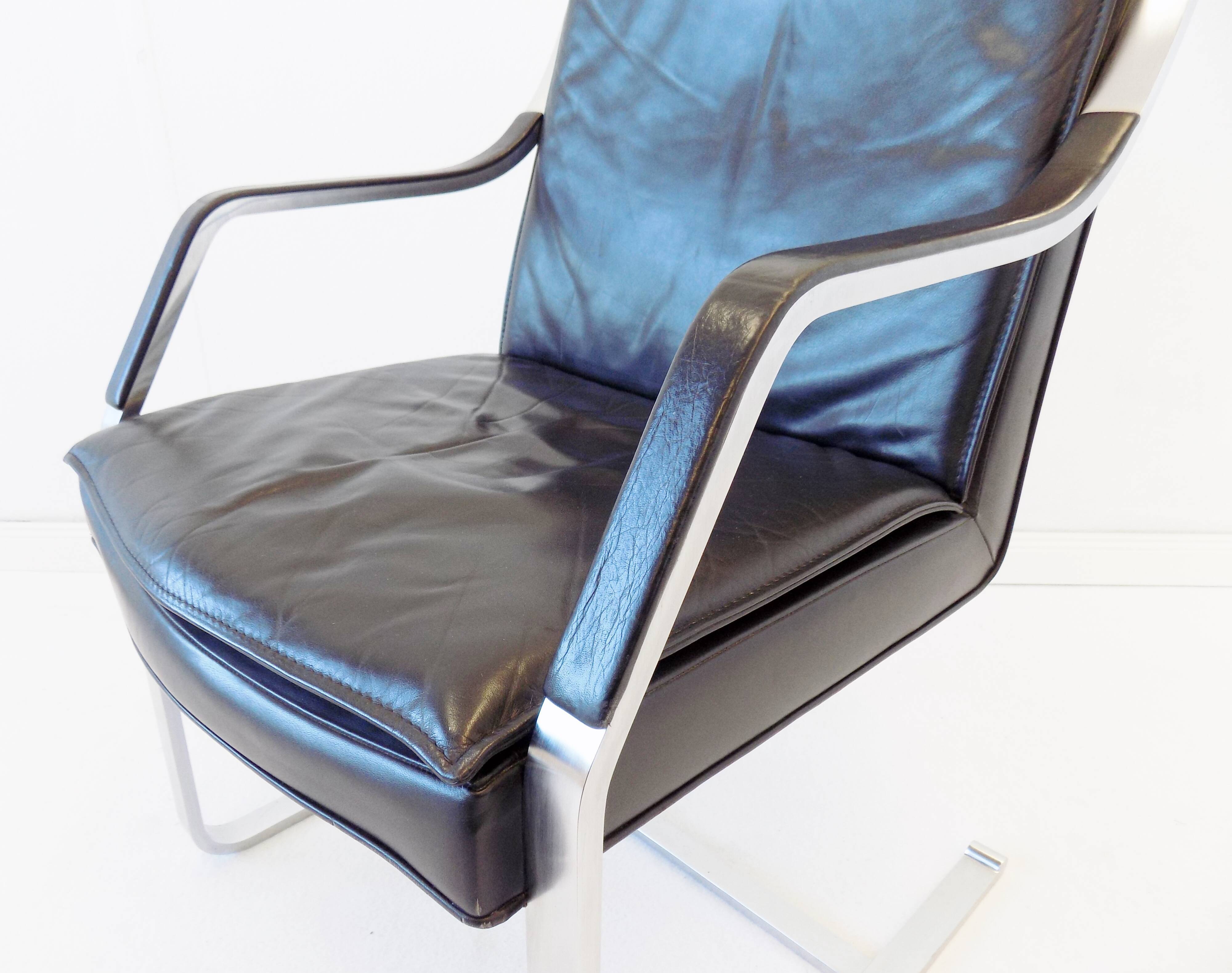 Fauteuil en cuir noir Knoll Art Collection par Rudolf B. Glatzel