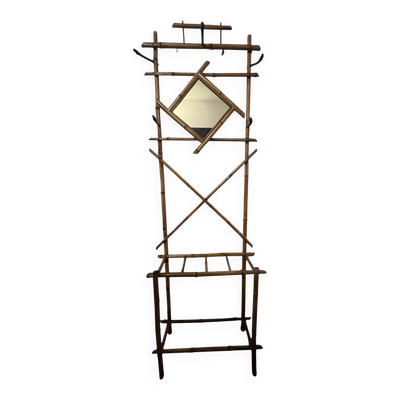 Art déco, vestiaire porte manteaux bambou miroir losange vers 1930