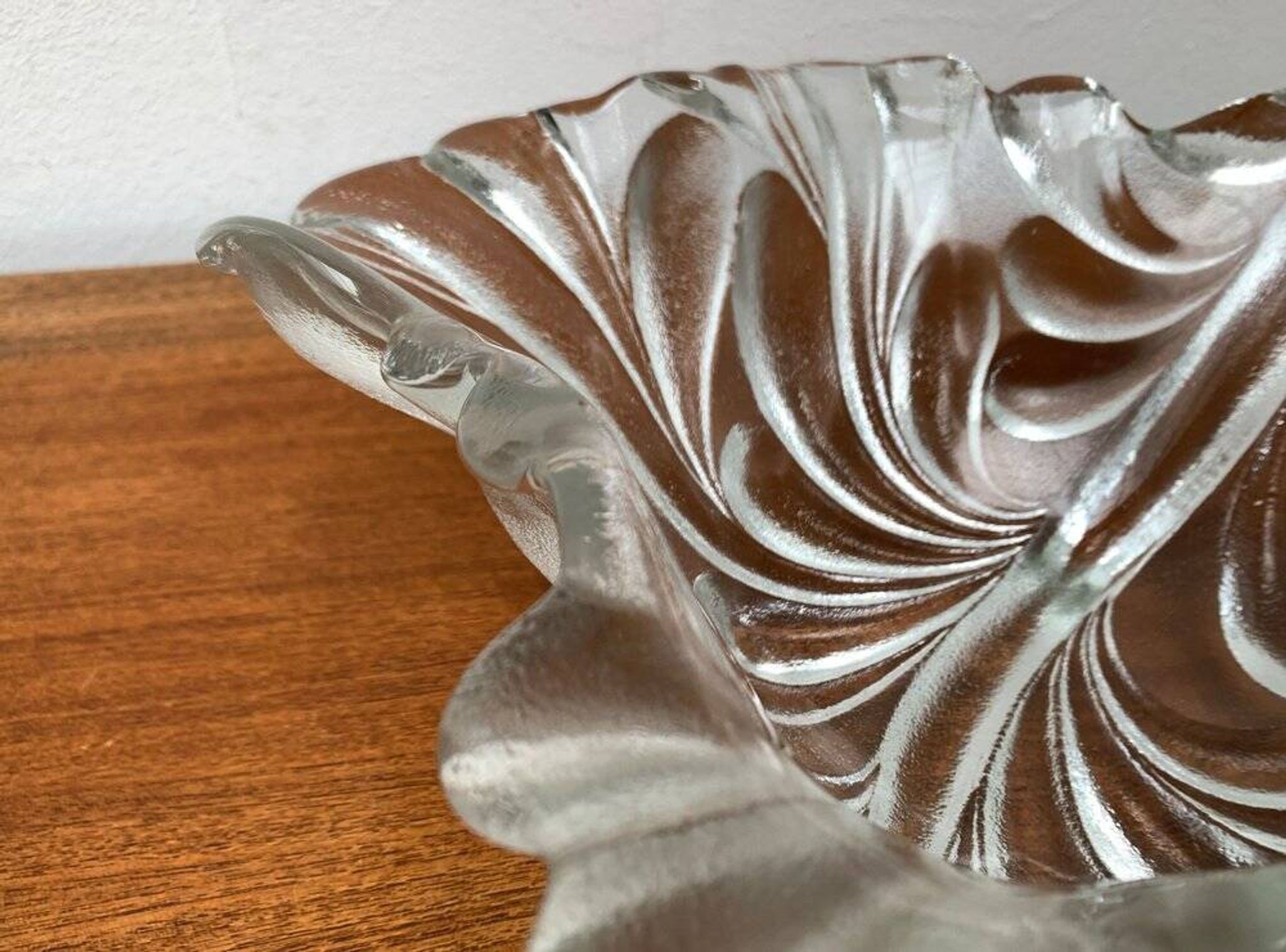 Heavy vintage German floral glass bowl by Walther Glas, 1970s.