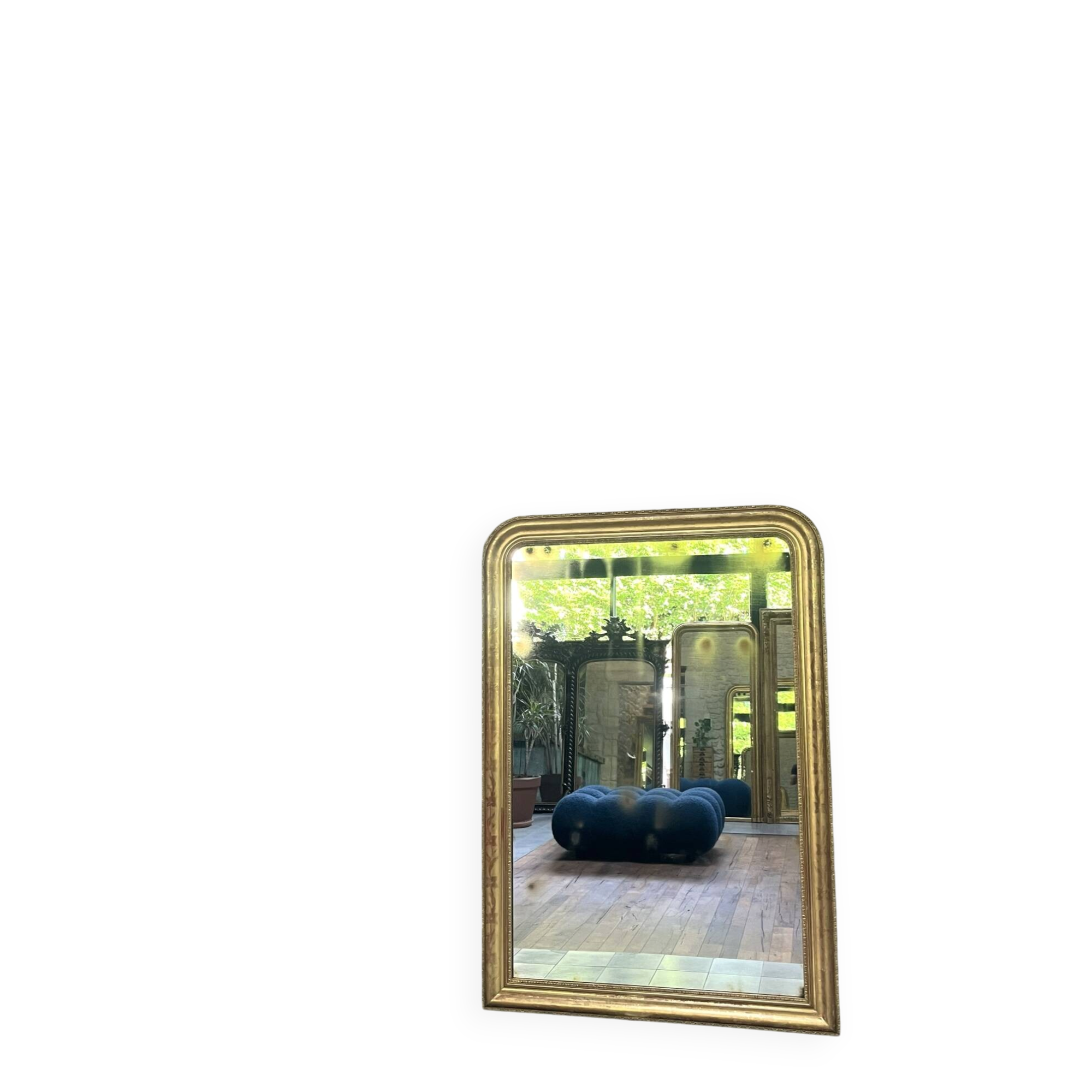 Louis-Philippe pearl mirror 172/121cm gilded with gold leaf, overmantel