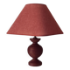 Jolie Lampe en Bois tourné, Coloris Rouge framboise, abat-jour en lin