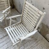 4 white wooden garden chairs