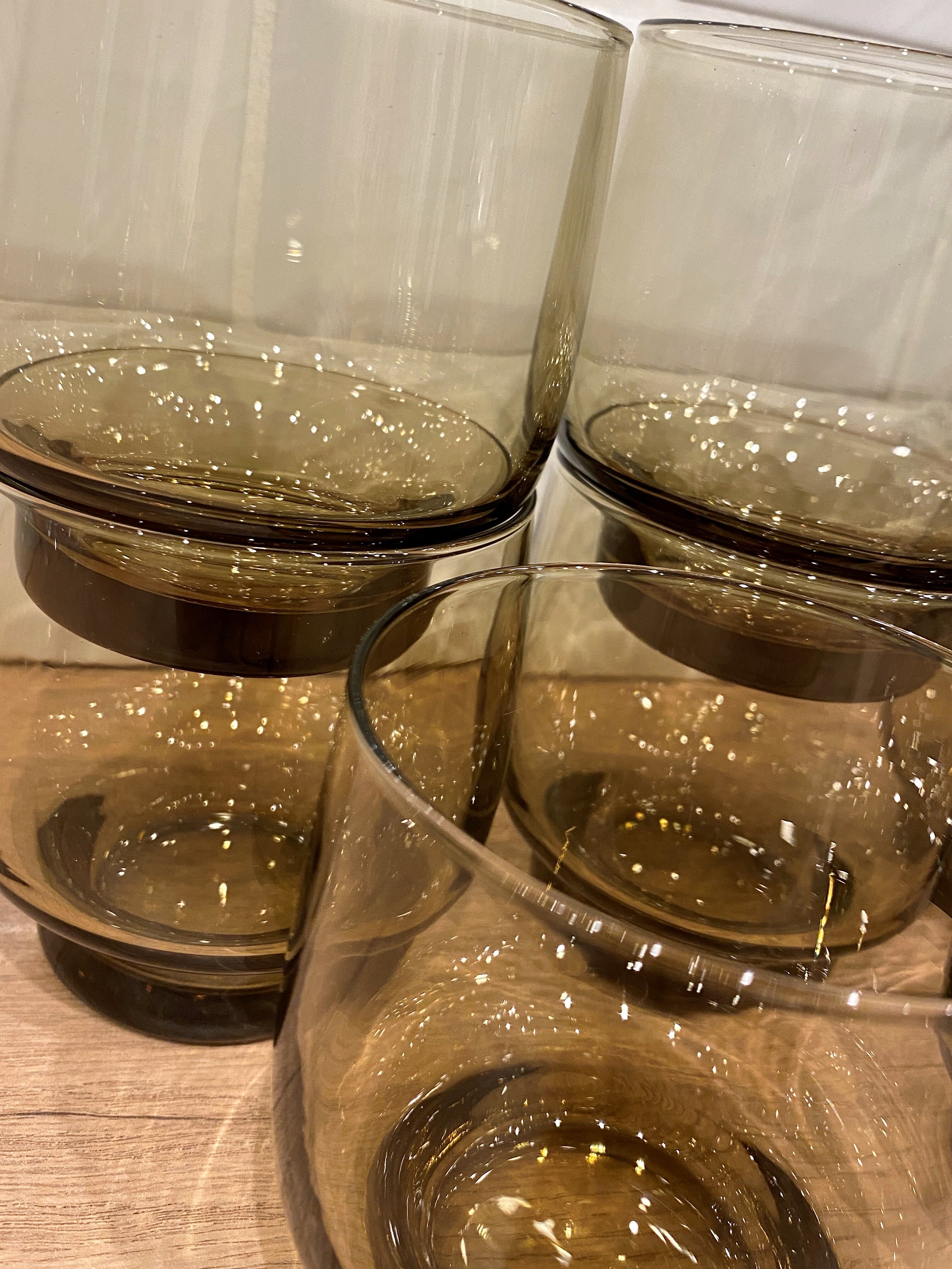 8 Luminarc smoked glass water glasses