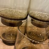 8 Luminarc smoked glass water glasses