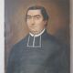 Old 19th century oil on canvas portrait painting priest vintage religious painting