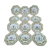Set of 12 small antique plates by Alfred Renoleau, different designs.