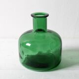 Emerald Green Glass Decanter / Genie Bottle with Stopper / Empoli / 1960s