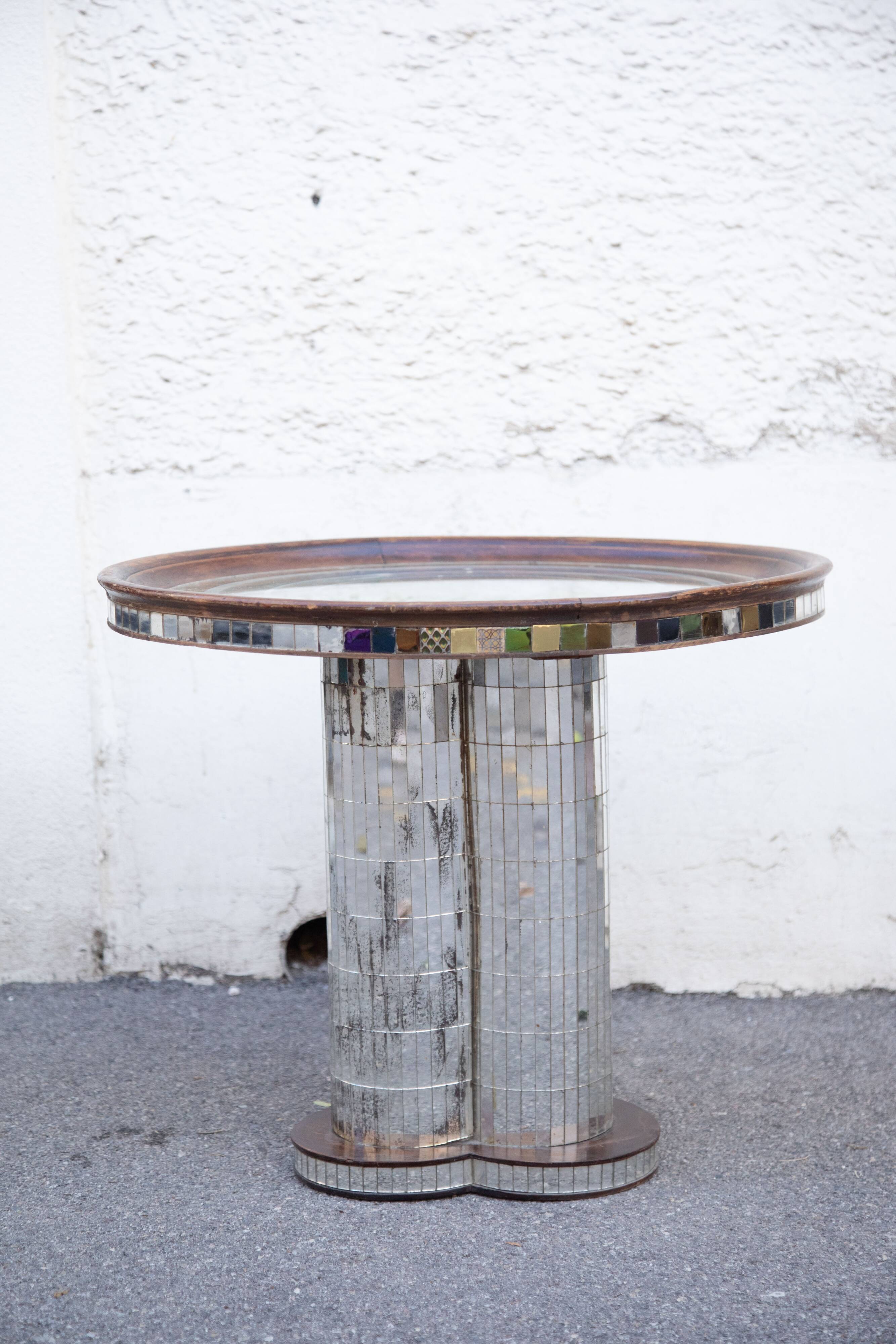 Mosaic mirrored glass coffee table Italy 70