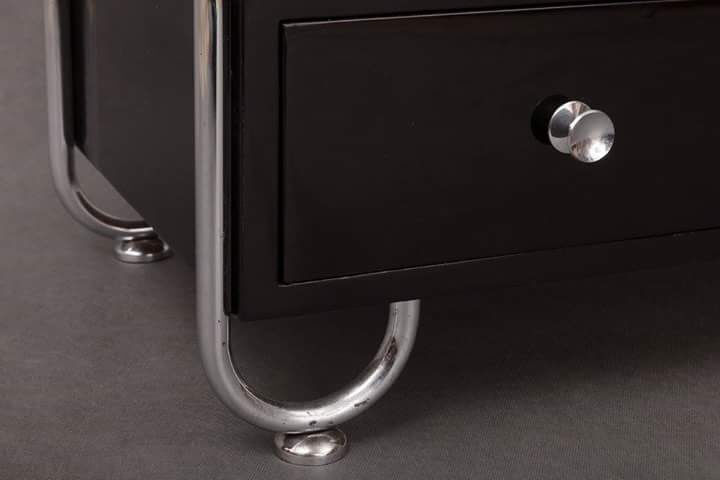 Bauhaus Beech Dressing Table and Mirror, Czech Modernism 1930s