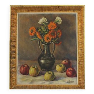 Contemporary Original Still Life With Fruit & Flower