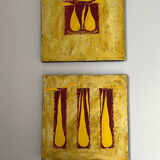 Set of two paintings on wood