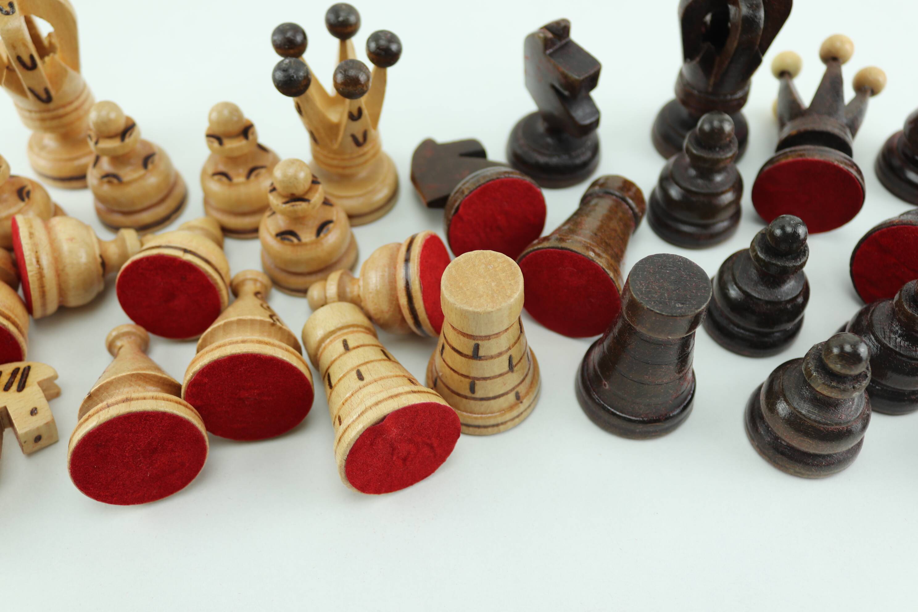 Vintage handcrafted folding chess set